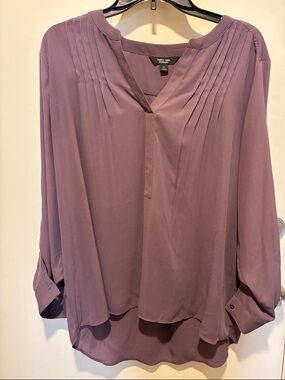 Simply Vera Vera Wang Dusty Lavender Pintuck V-Neck Blouse